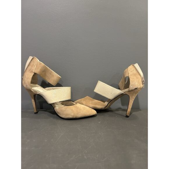Aldo Shoes - Aldo Gweasen Nude Suede Leather Strap Zipper Heels Women’s Size‎ 8